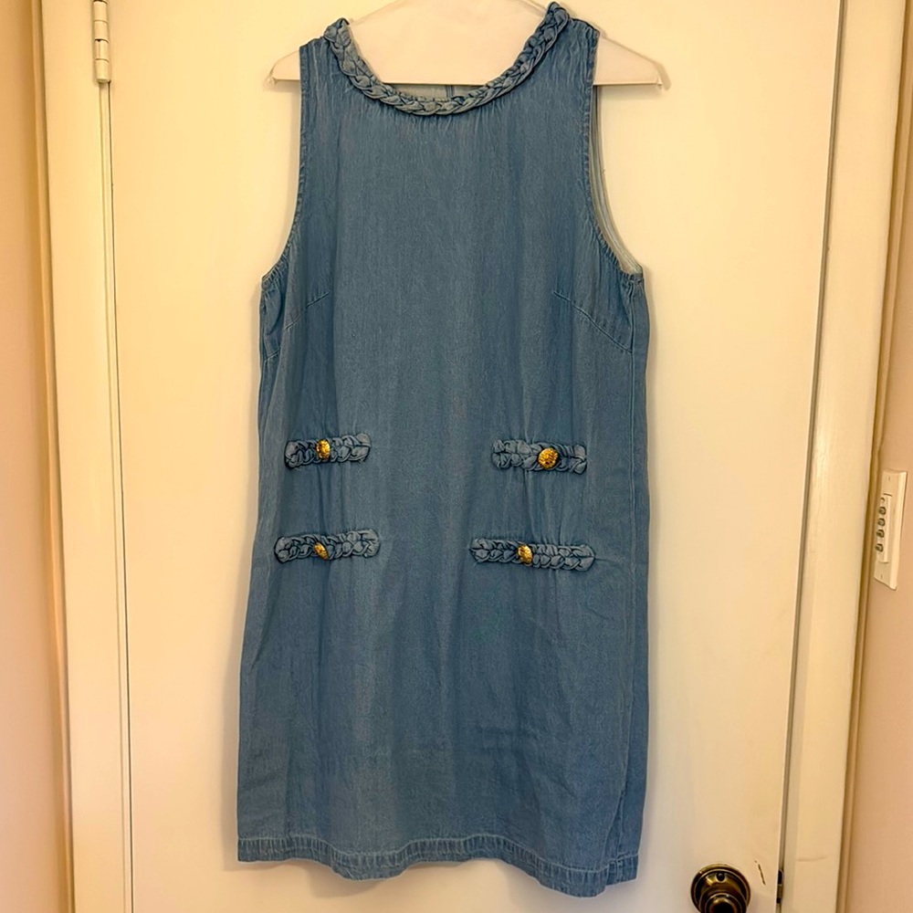 Entro Light Blue Chambray Dress with Braided Detail